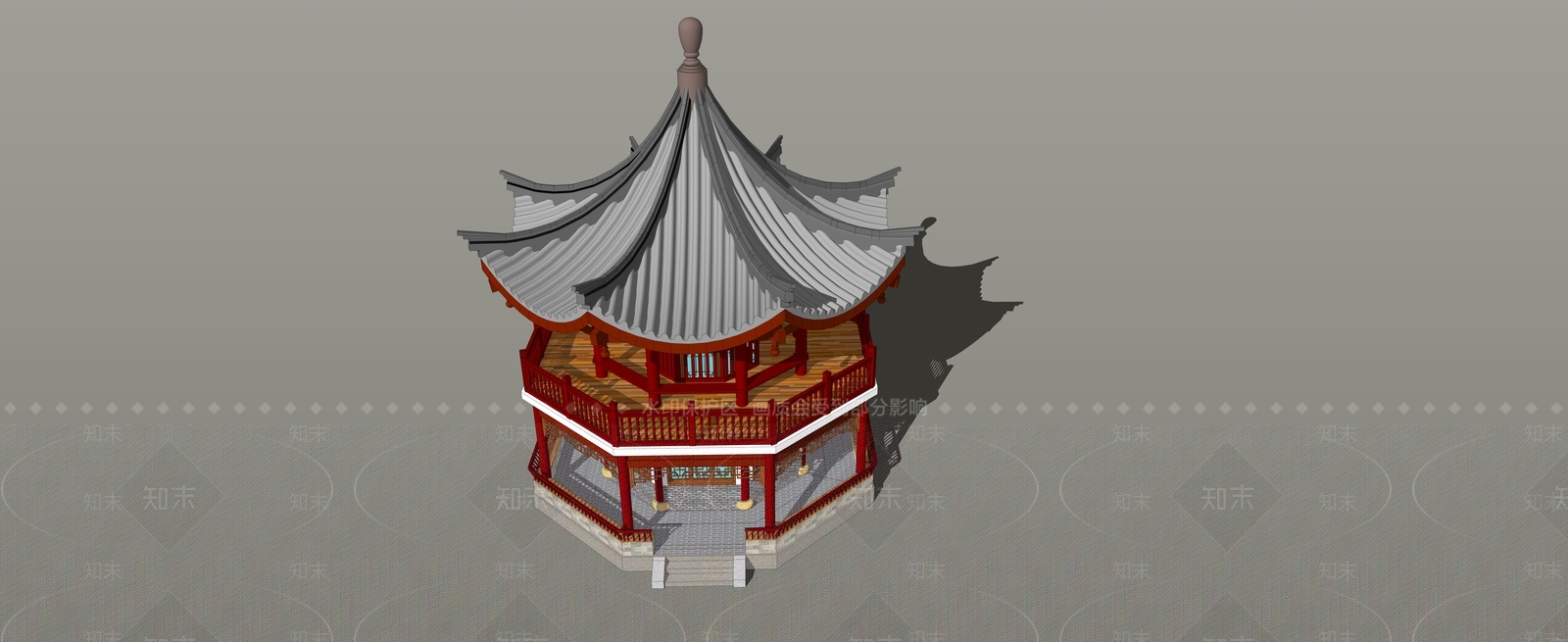 中式古建筑SU模型下载【ID:1188521379】