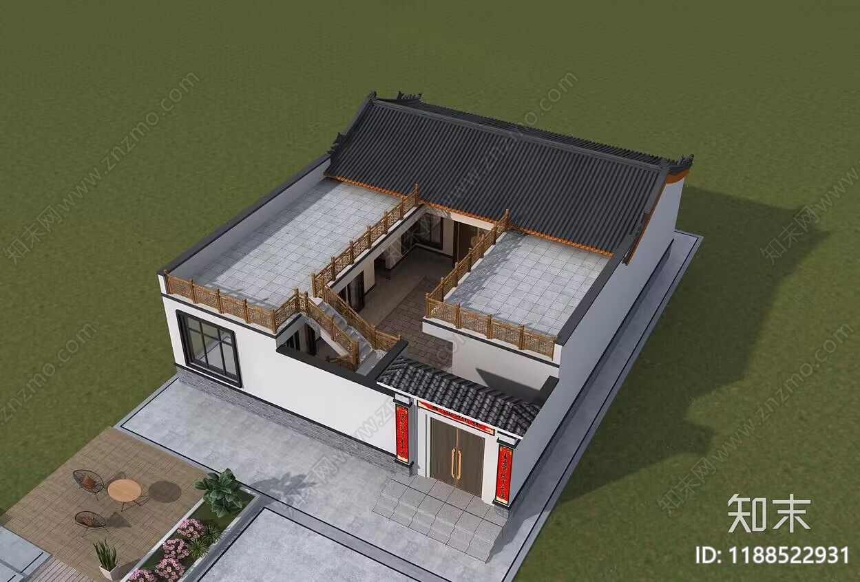 中式新中式别墅建筑施工图下载【ID:1188522931】