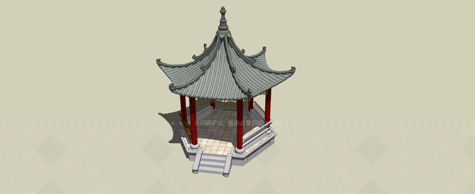 中式古建筑SU模型下载【ID:1188522836】