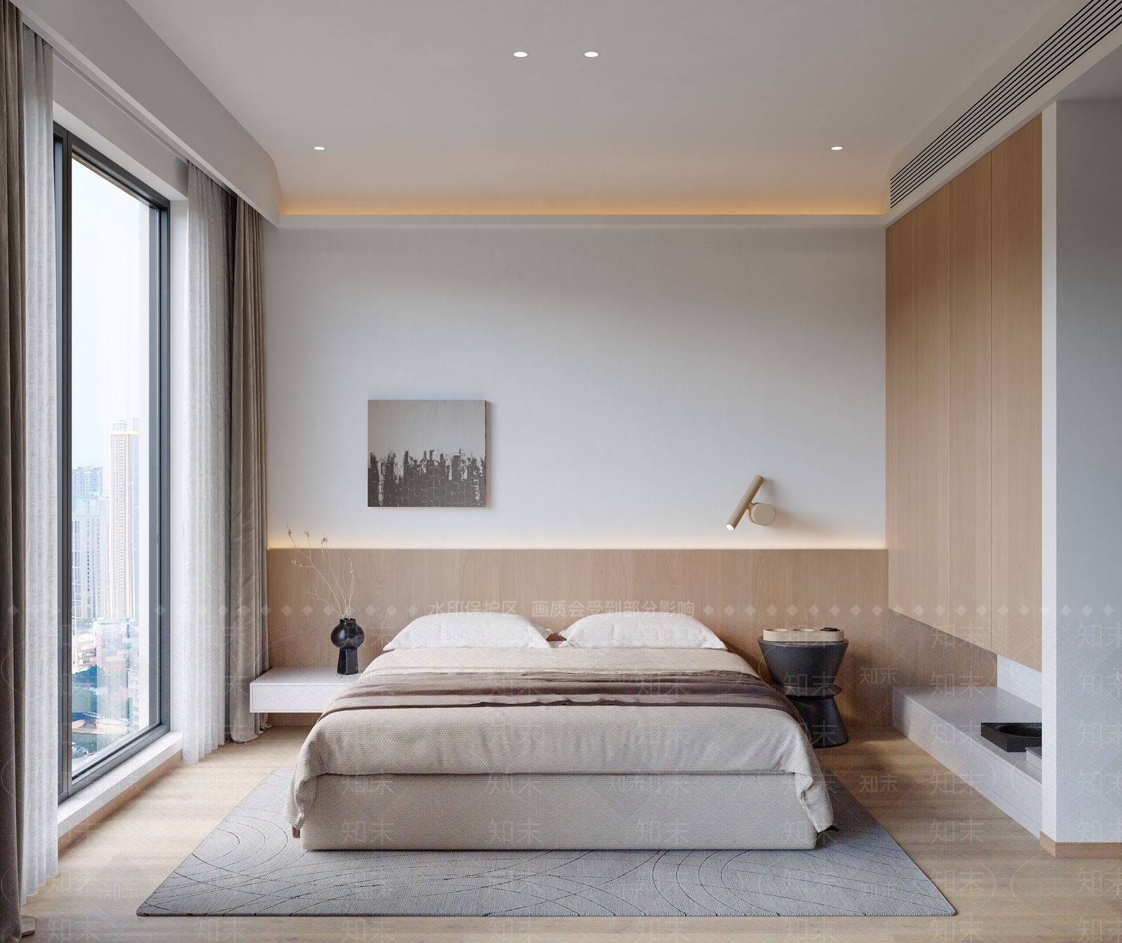 现代原木家居卧室3D模型下载【ID:1188525467】