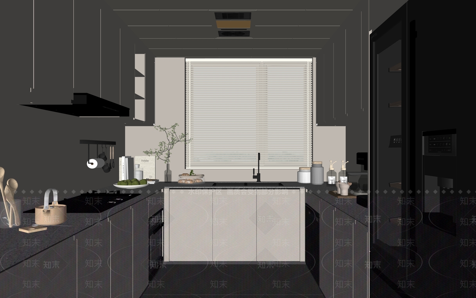 现代封闭式厨房SU模型下载【ID:1188529183】