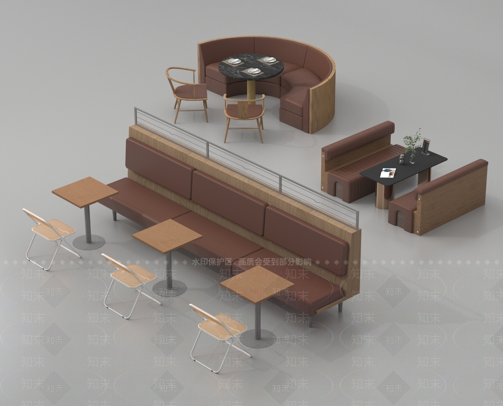 现代卡座沙发3D模型下载【ID:1188532431】