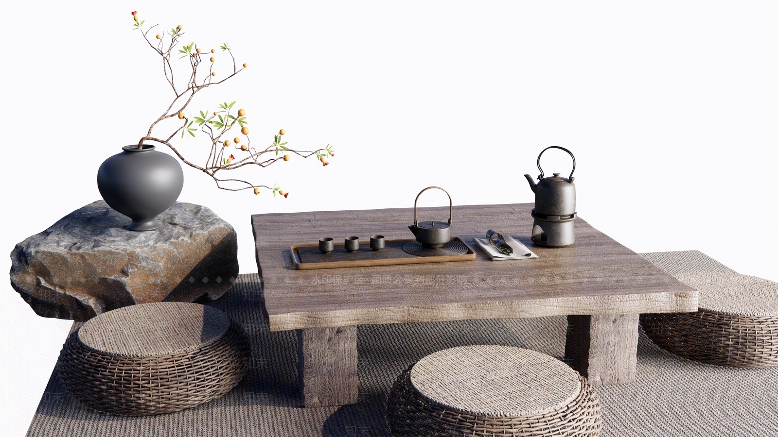 现代茶桌椅SU模型下载【ID:1188532609】