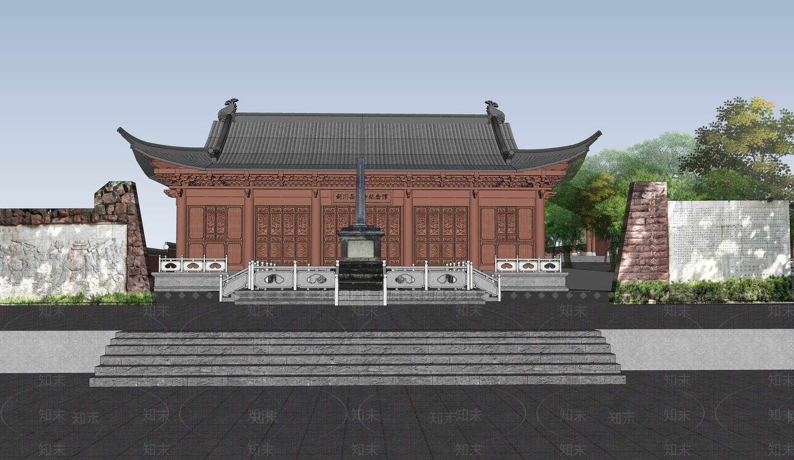 中式古建筑SU模型下载【ID:1188534089】