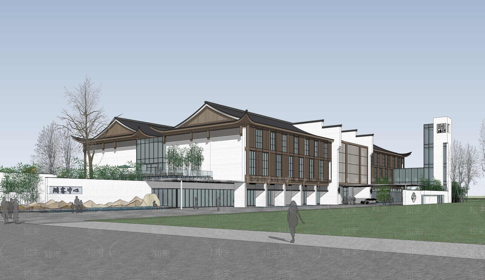 新中式民宿建筑SU模型下载【ID:1188534482】