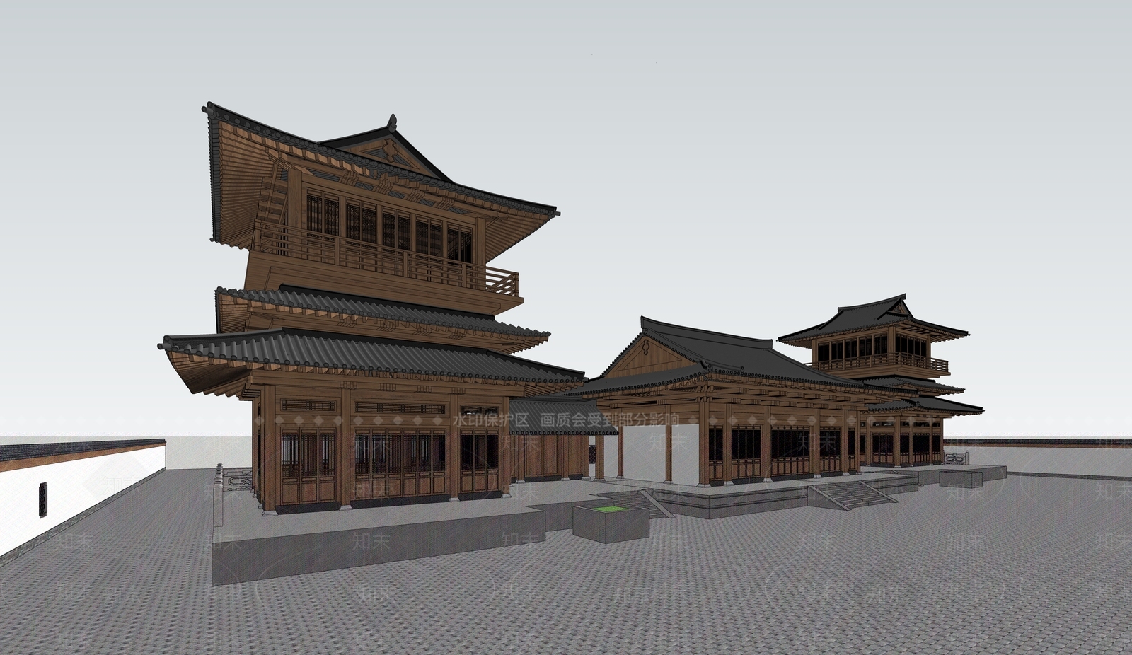 中式古建筑SU模型下载【ID:1188534808】