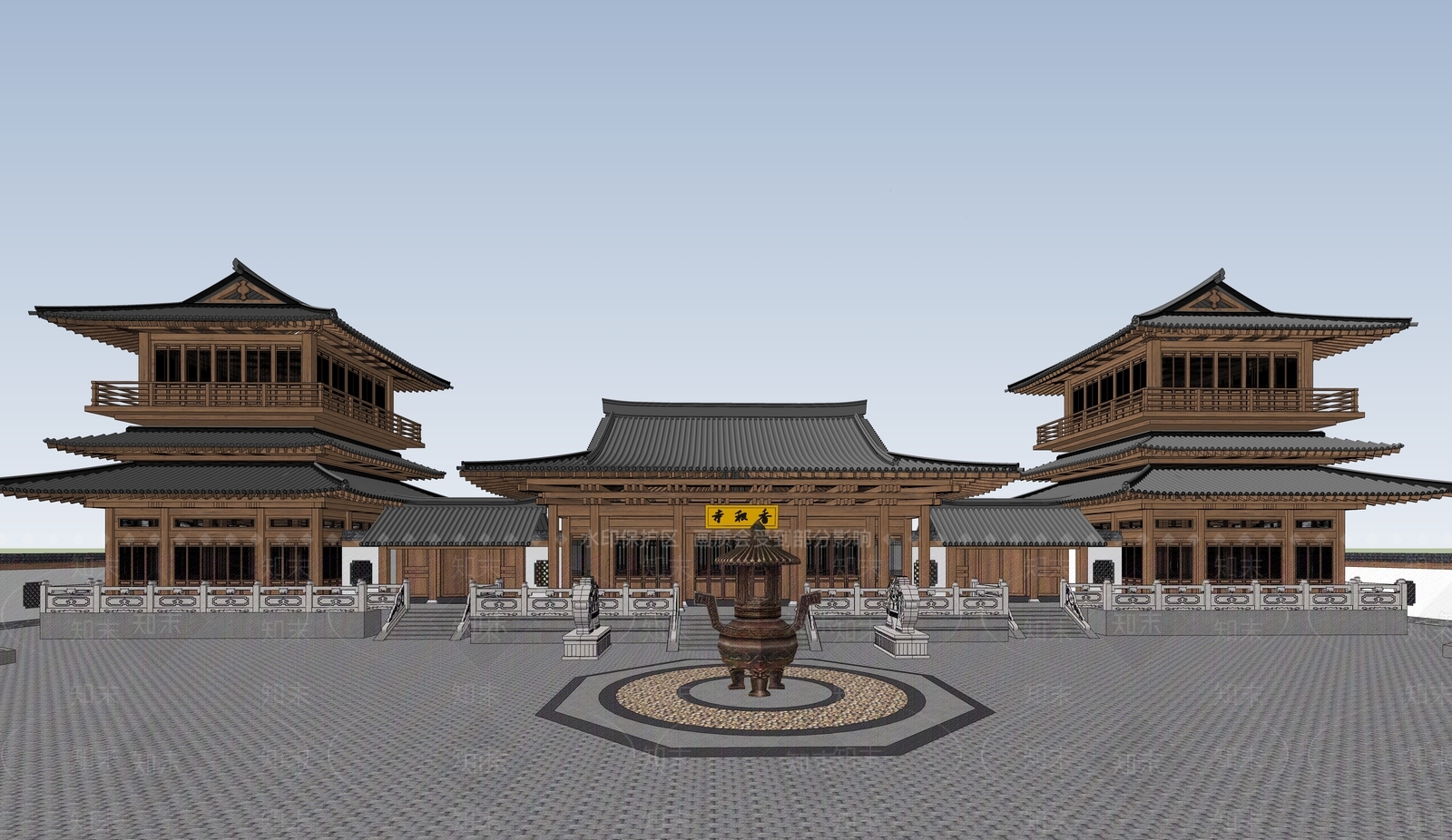 中式古建筑SU模型下载【ID:1188534808】