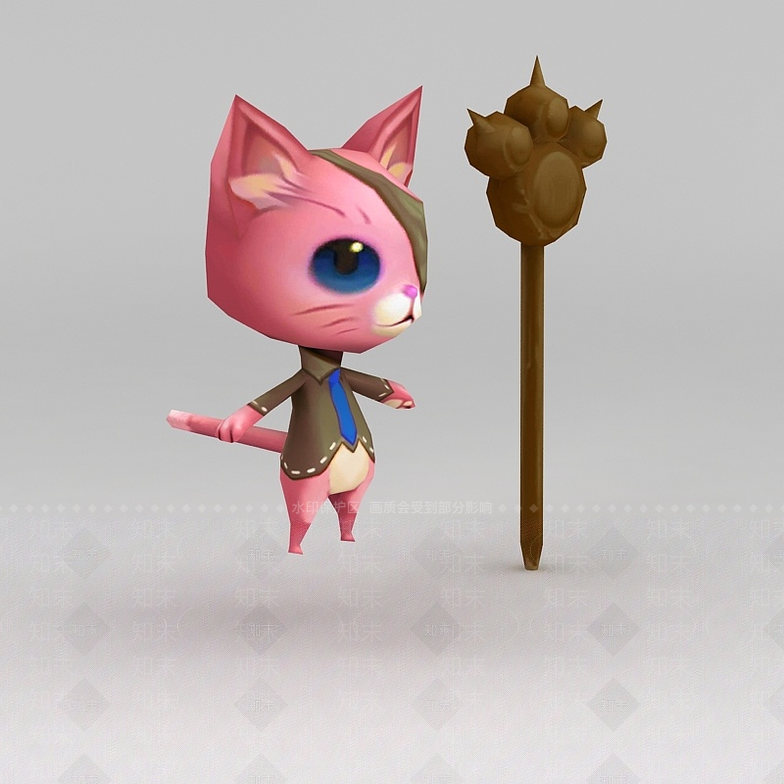 现代手游角色粉色小猫动物3D模型下载【ID:1188537179】