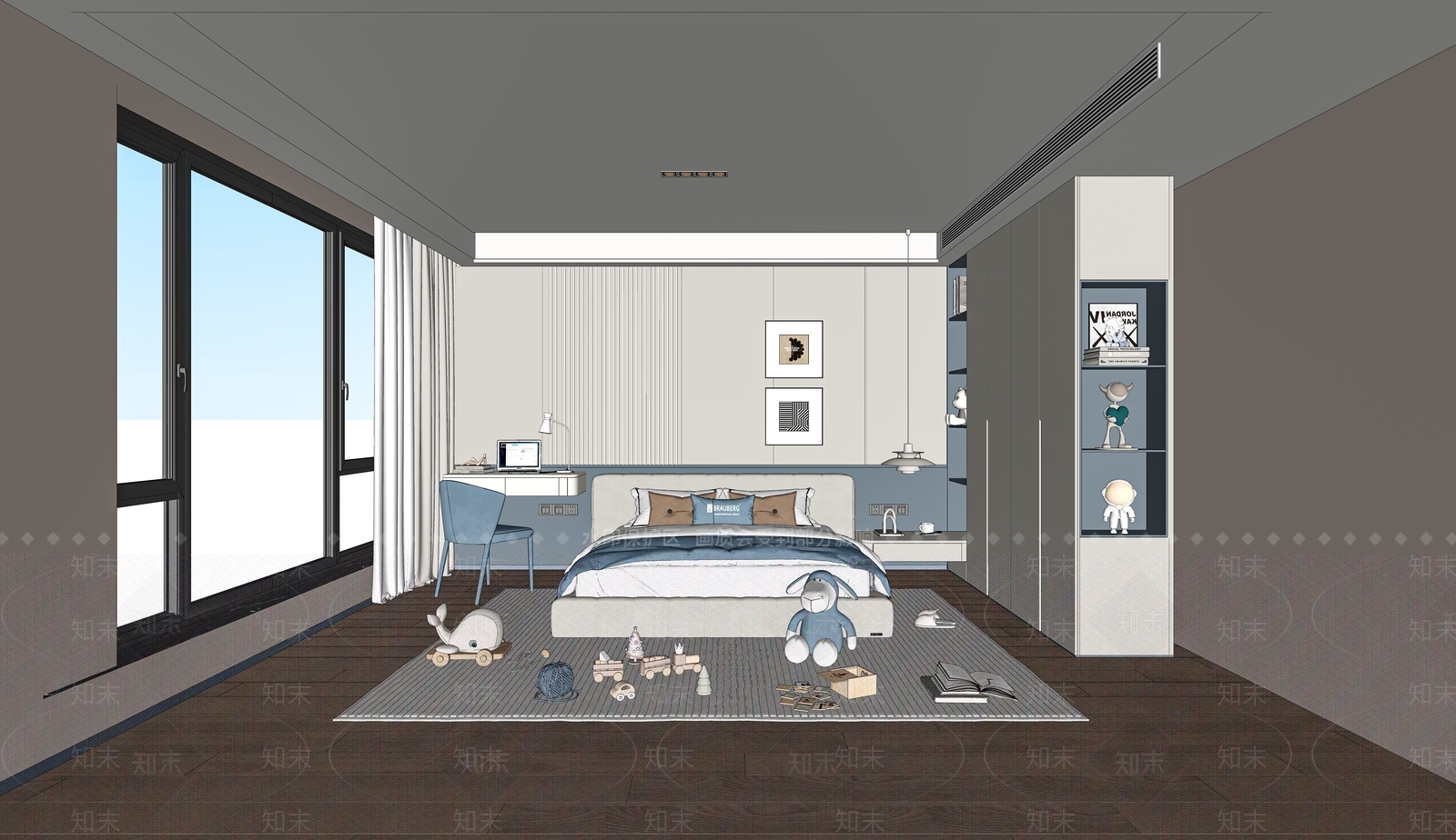 现代通用儿童房SU模型下载【ID:1188538584】