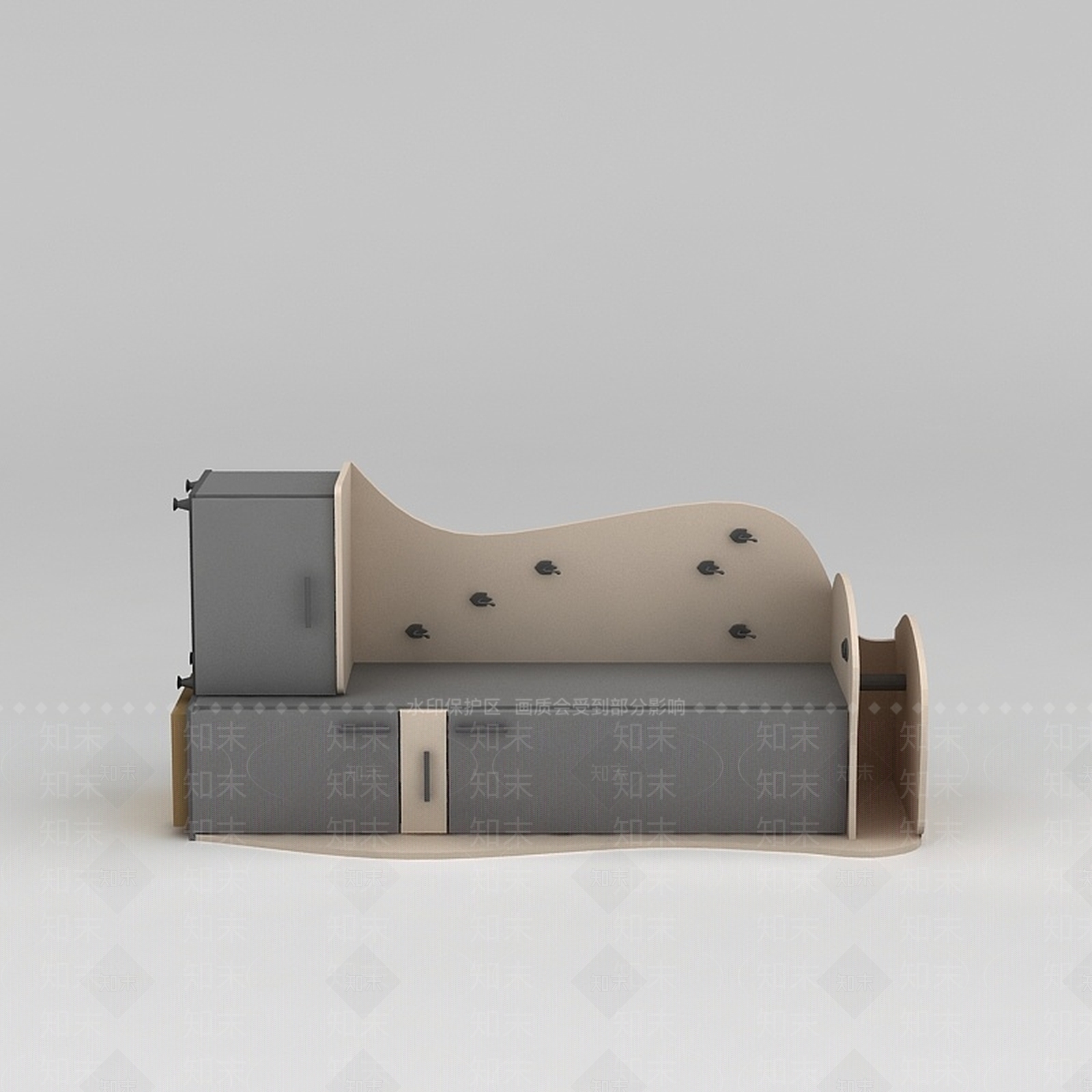 现代灰色玄关鞋柜3D模型下载【ID:1188540451】