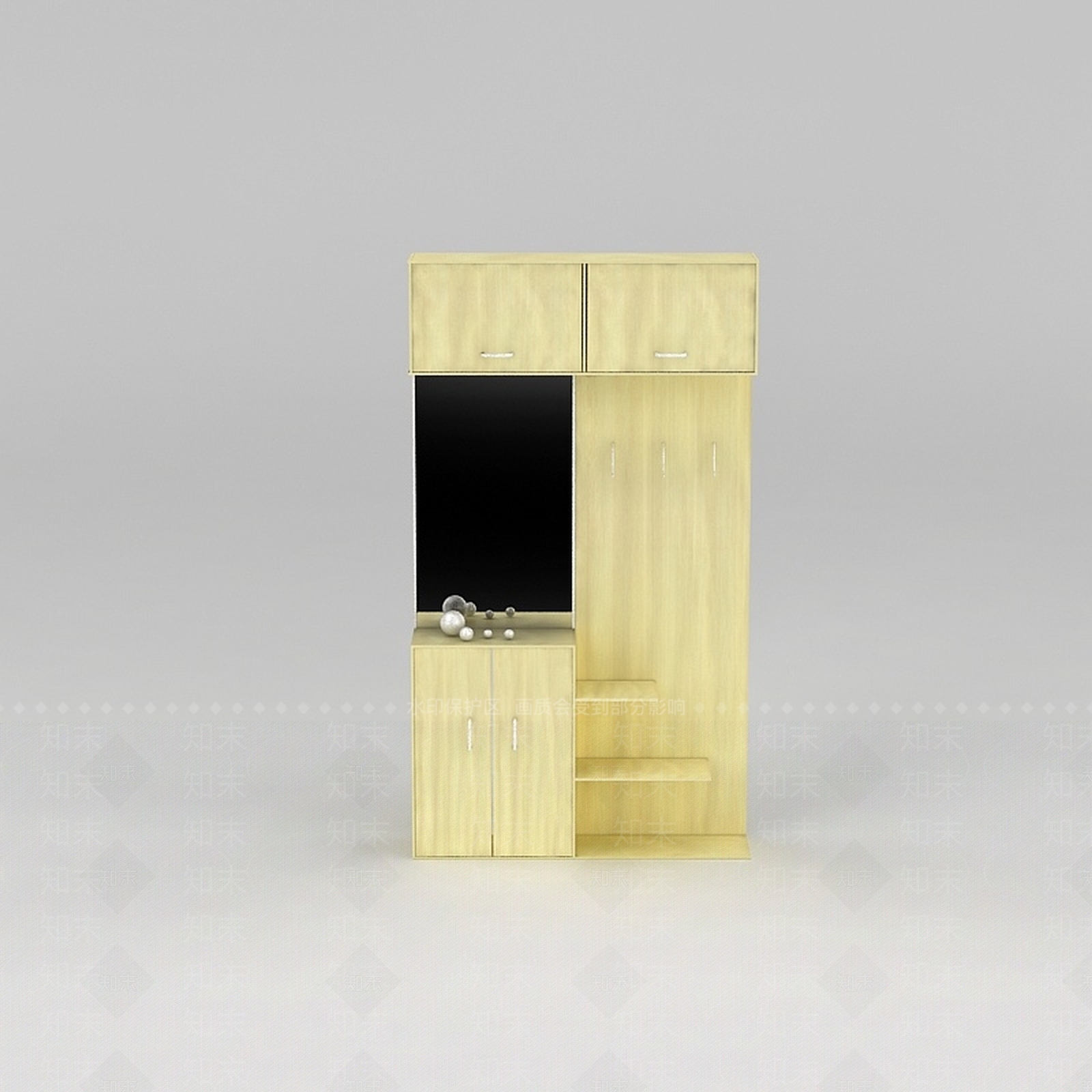 现代玄关实木鞋柜3D模型下载【ID:1188542769】