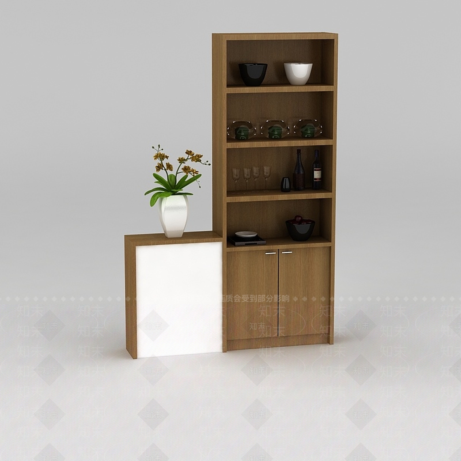 现代实木玄关鞋柜3D模型下载【ID:1188543008】