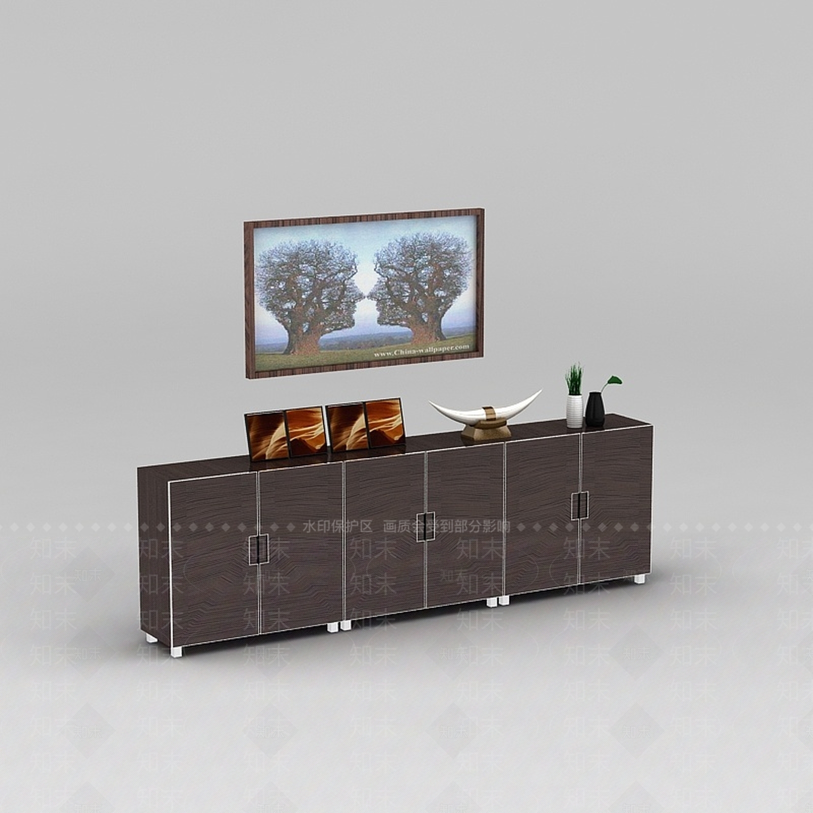 现代精品实木玄关鞋柜3D模型下载【ID:1188543049】