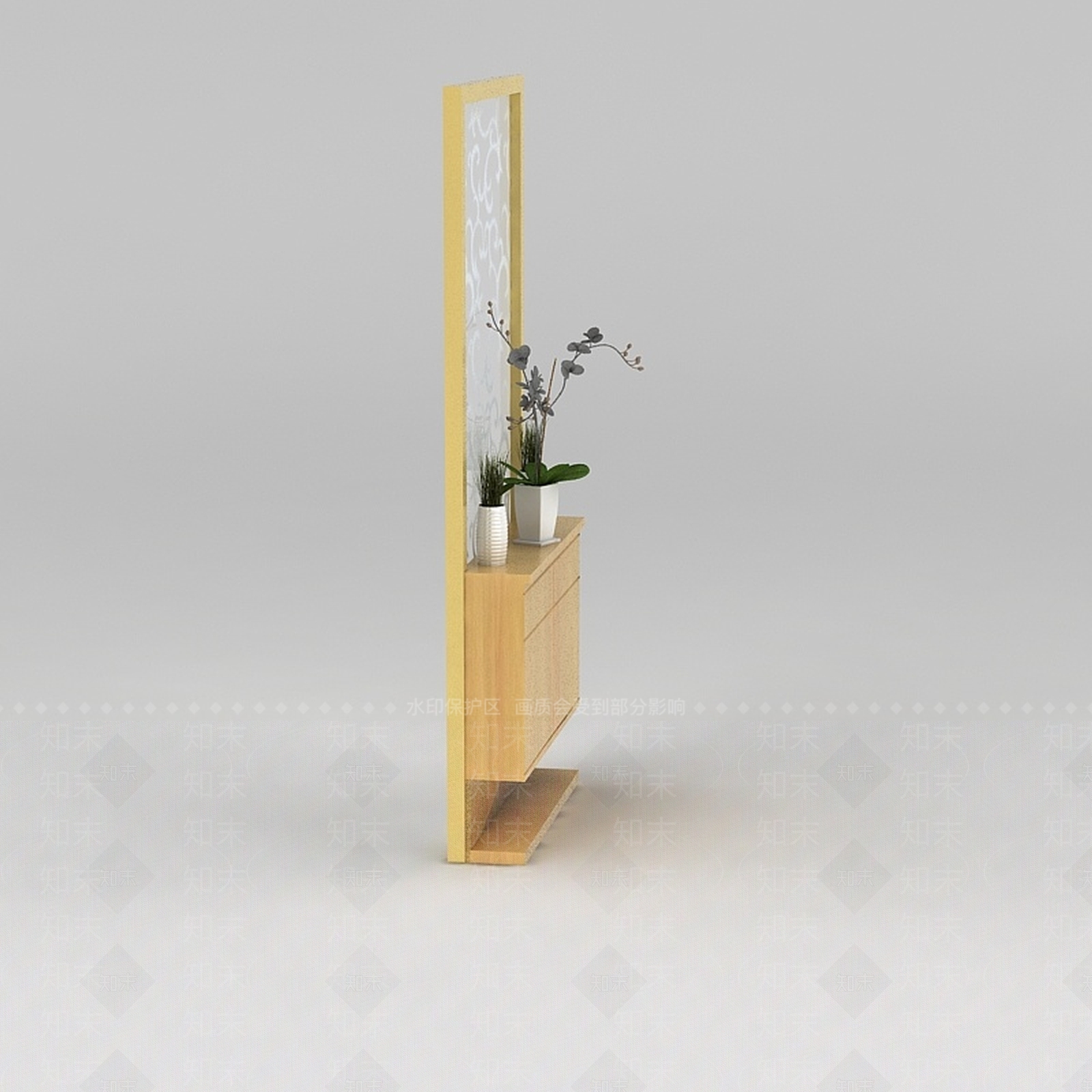 现代原木色玄关鞋柜3D模型下载【ID:1188543104】