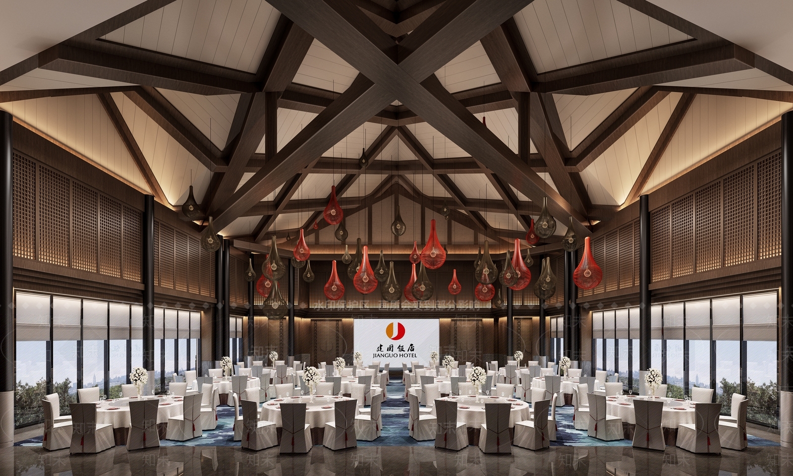 现代新中式其他餐饮空间3D模型下载【ID:1188544108】