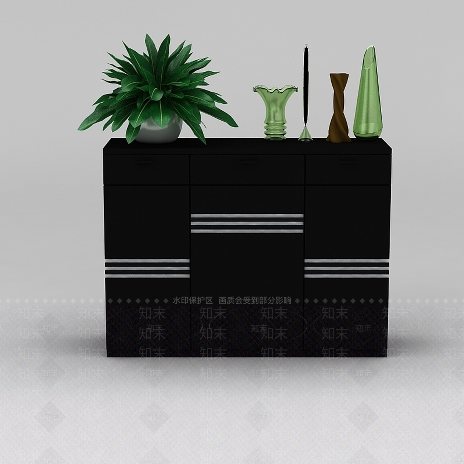 现代简约黑色玄关鞋柜3D模型下载【ID:1188544395】