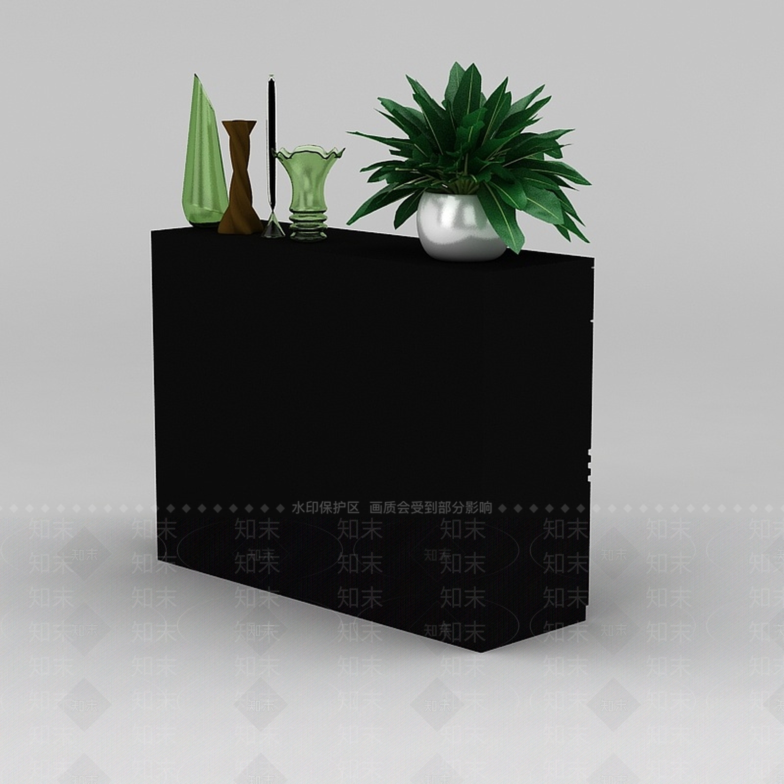 现代简约黑色玄关鞋柜3D模型下载【ID:1188544395】
