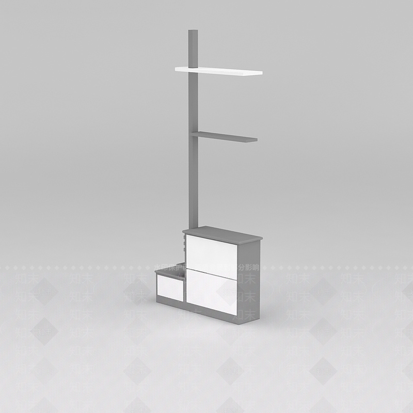 现代简约灰白拼色玄关鞋柜3D模型下载【ID:1188544513】