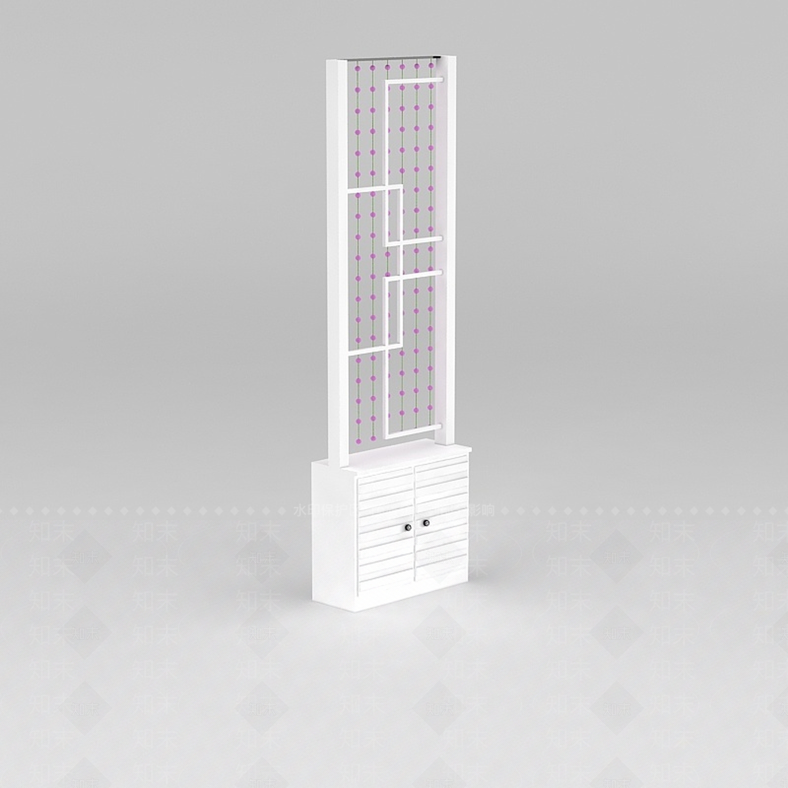 现代白色实木玄关鞋柜3D模型下载【ID:1188544549】