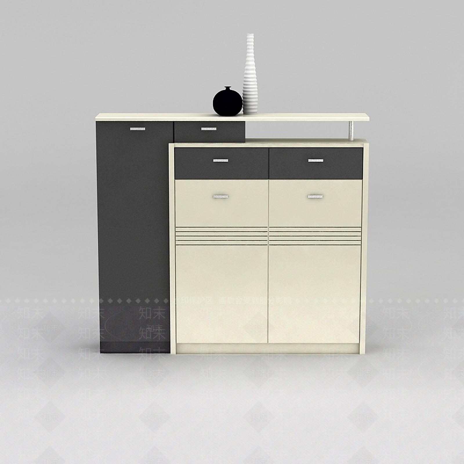 现代拼色玄关鞋柜3D模型下载【ID:1188544738】