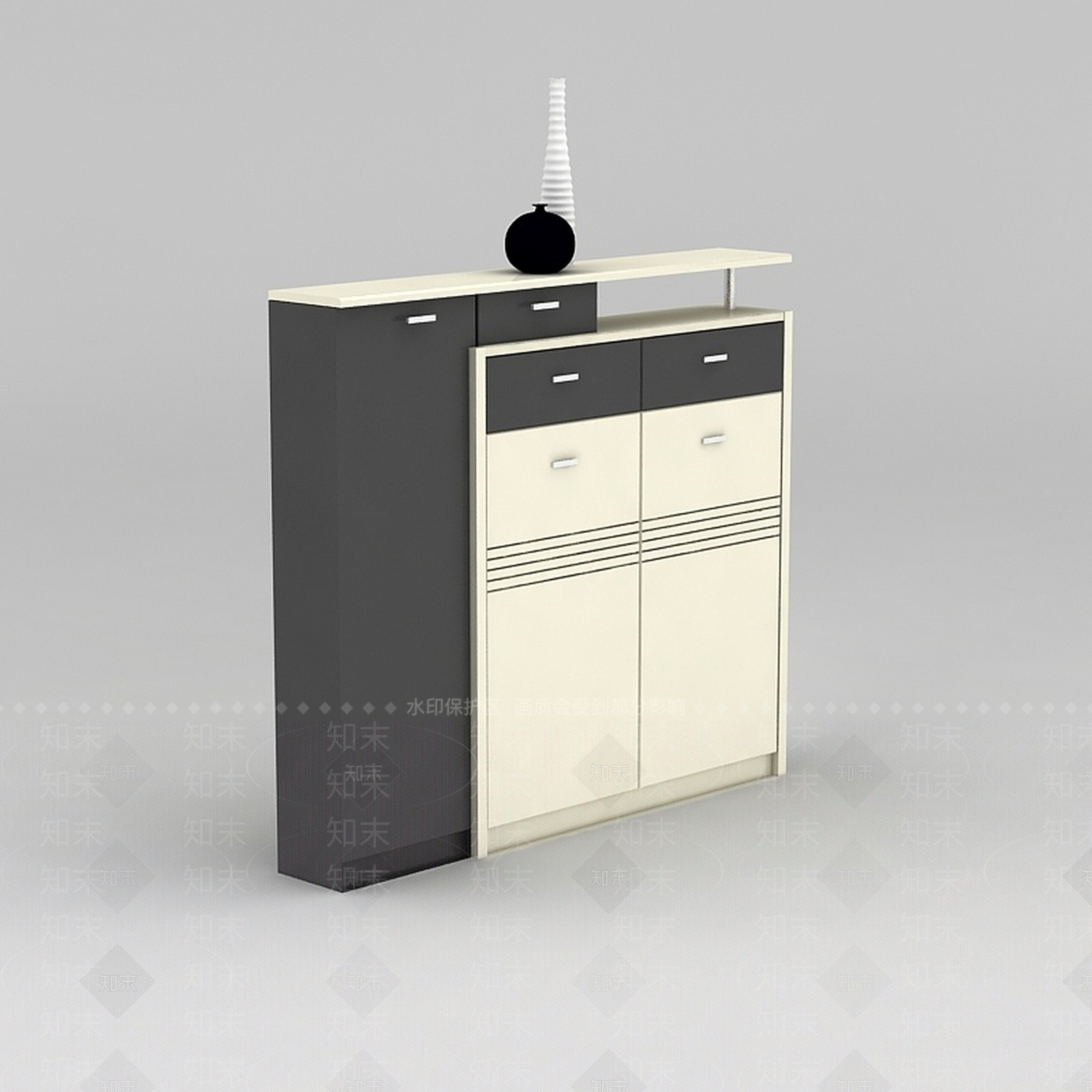 现代拼色玄关鞋柜3D模型下载【ID:1188544738】