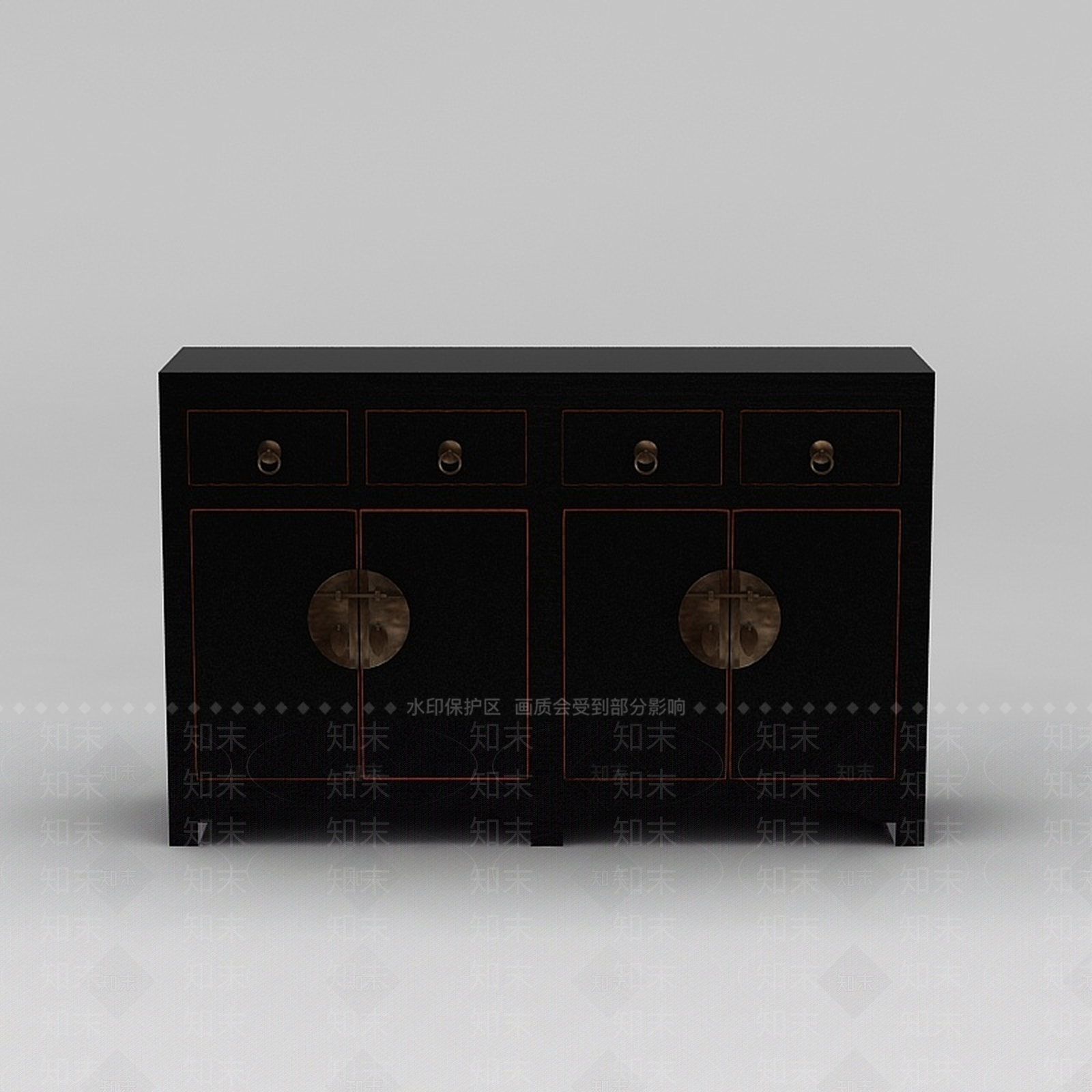 中式黑色玄关鞋柜3D模型下载【ID:1188544980】