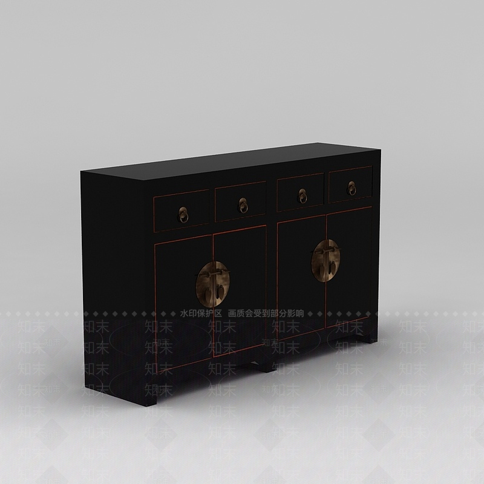 中式黑色玄关鞋柜3D模型下载【ID:1188544980】