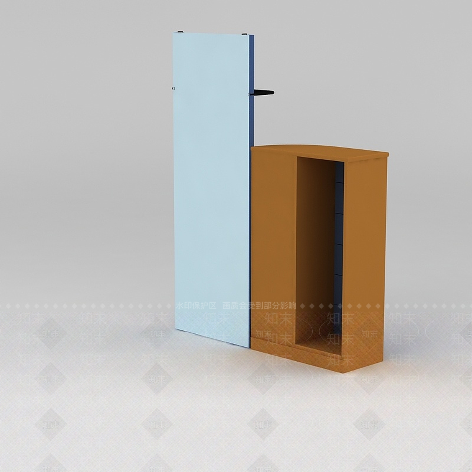 现代蓝色实木玄关鞋柜3D模型下载【ID:1188544929】