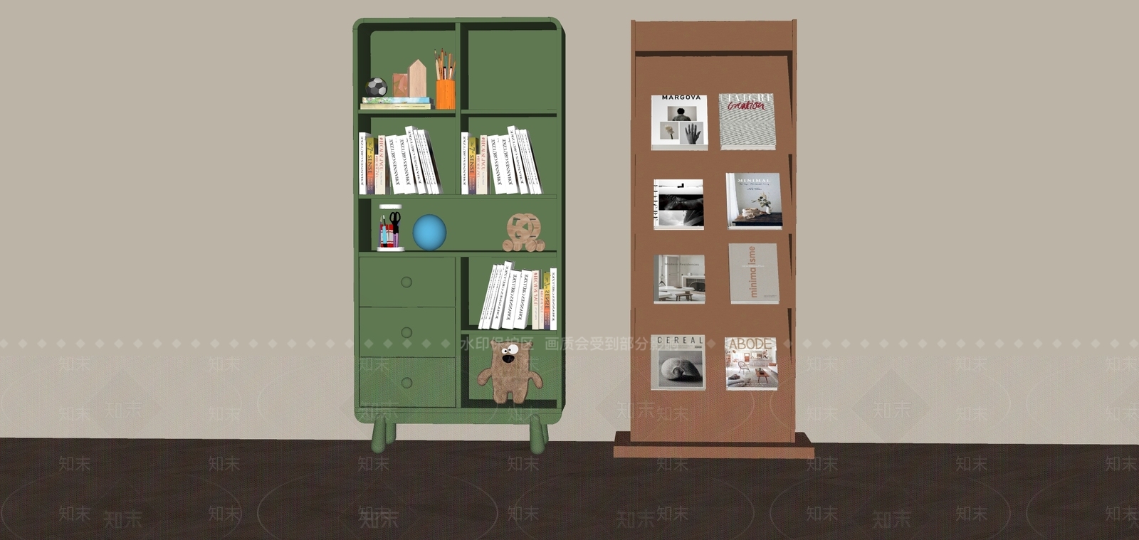 现代书柜SU模型下载【ID:1188547540】