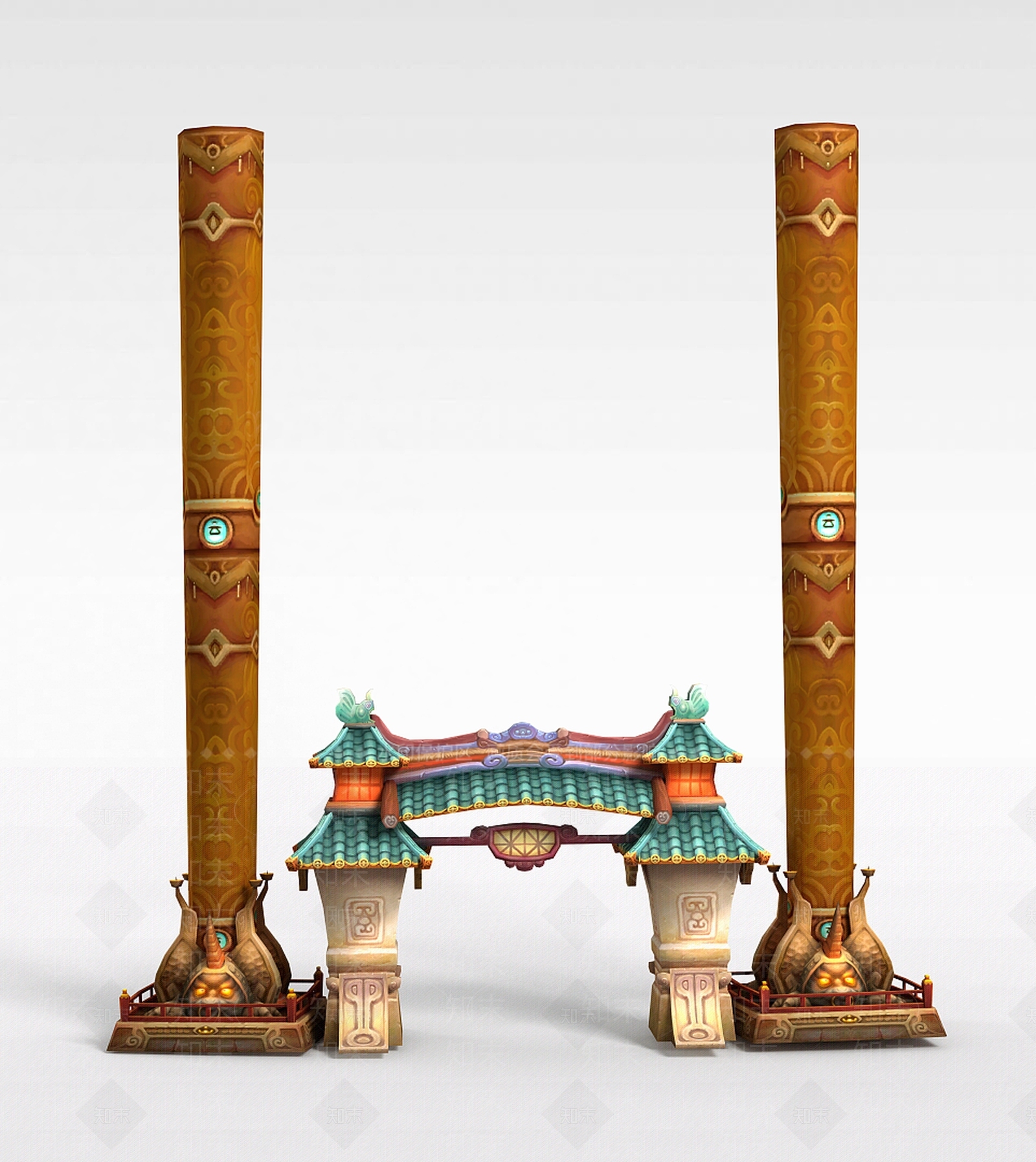 现代游戏建筑场景牌坊3D模型下载【ID:1188548460】