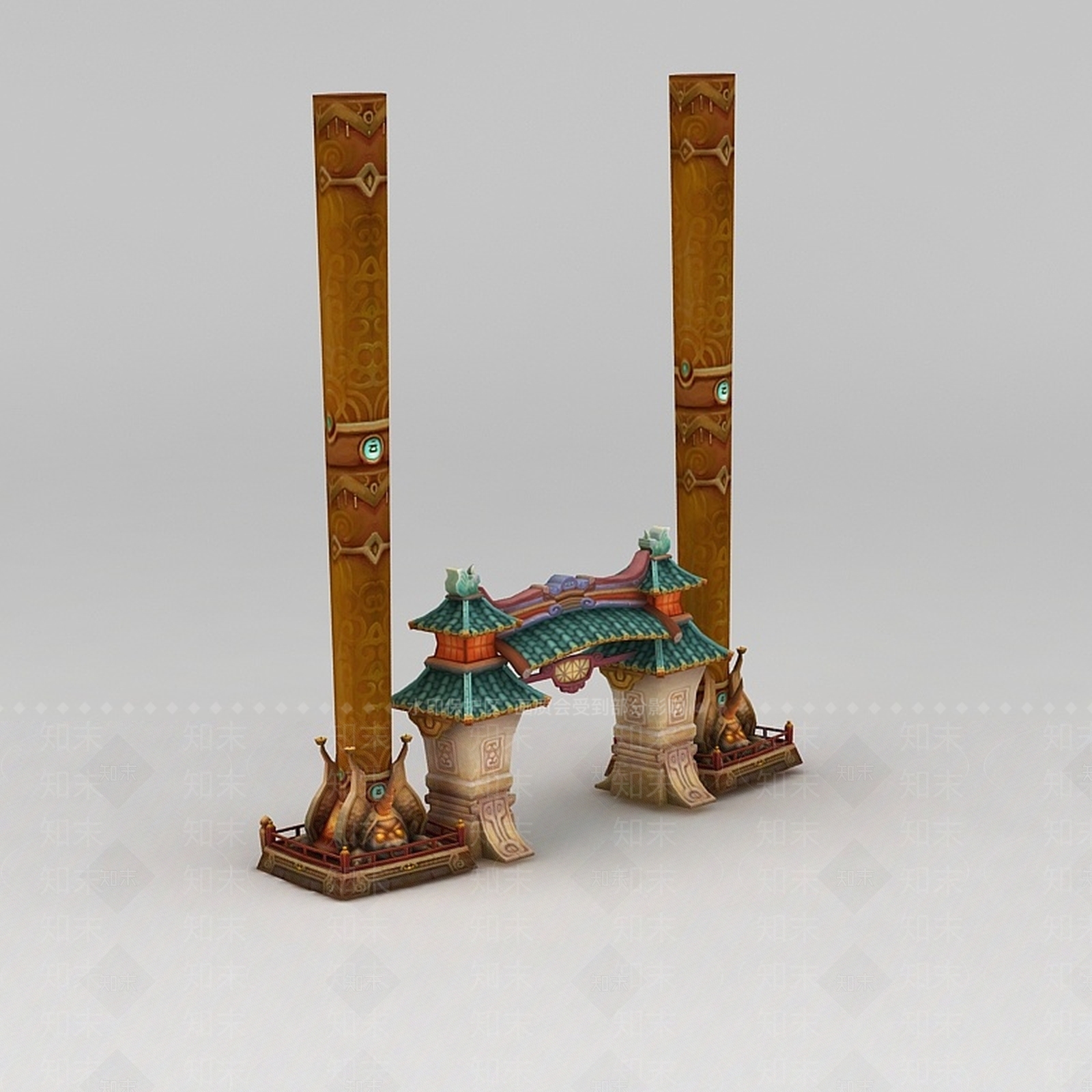 现代游戏建筑场景牌坊3D模型下载【ID:1188548460】