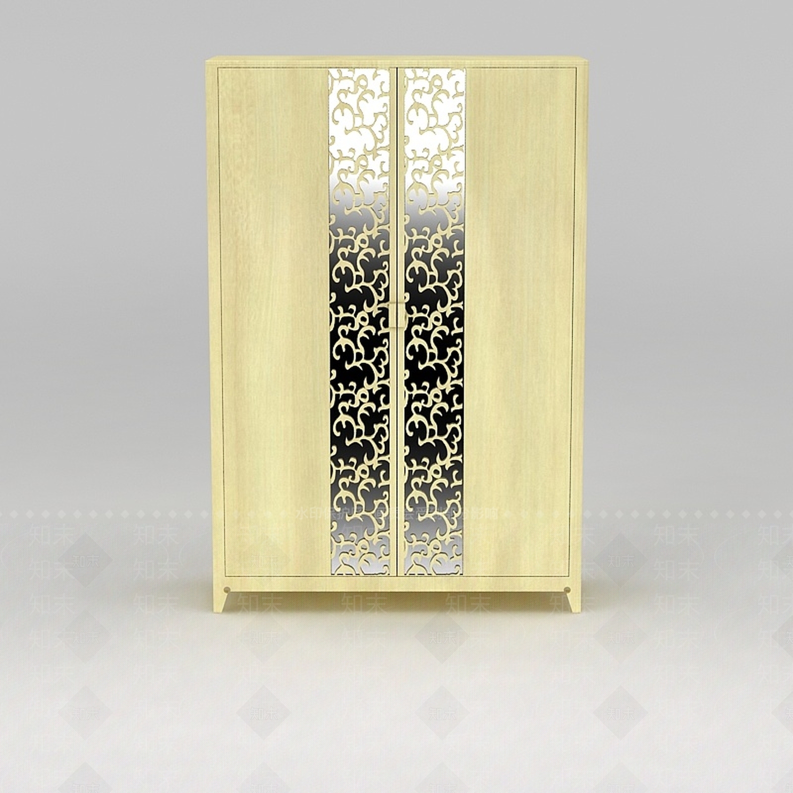 现代实木双开门衣柜衣橱3D模型下载【ID:1188548408】