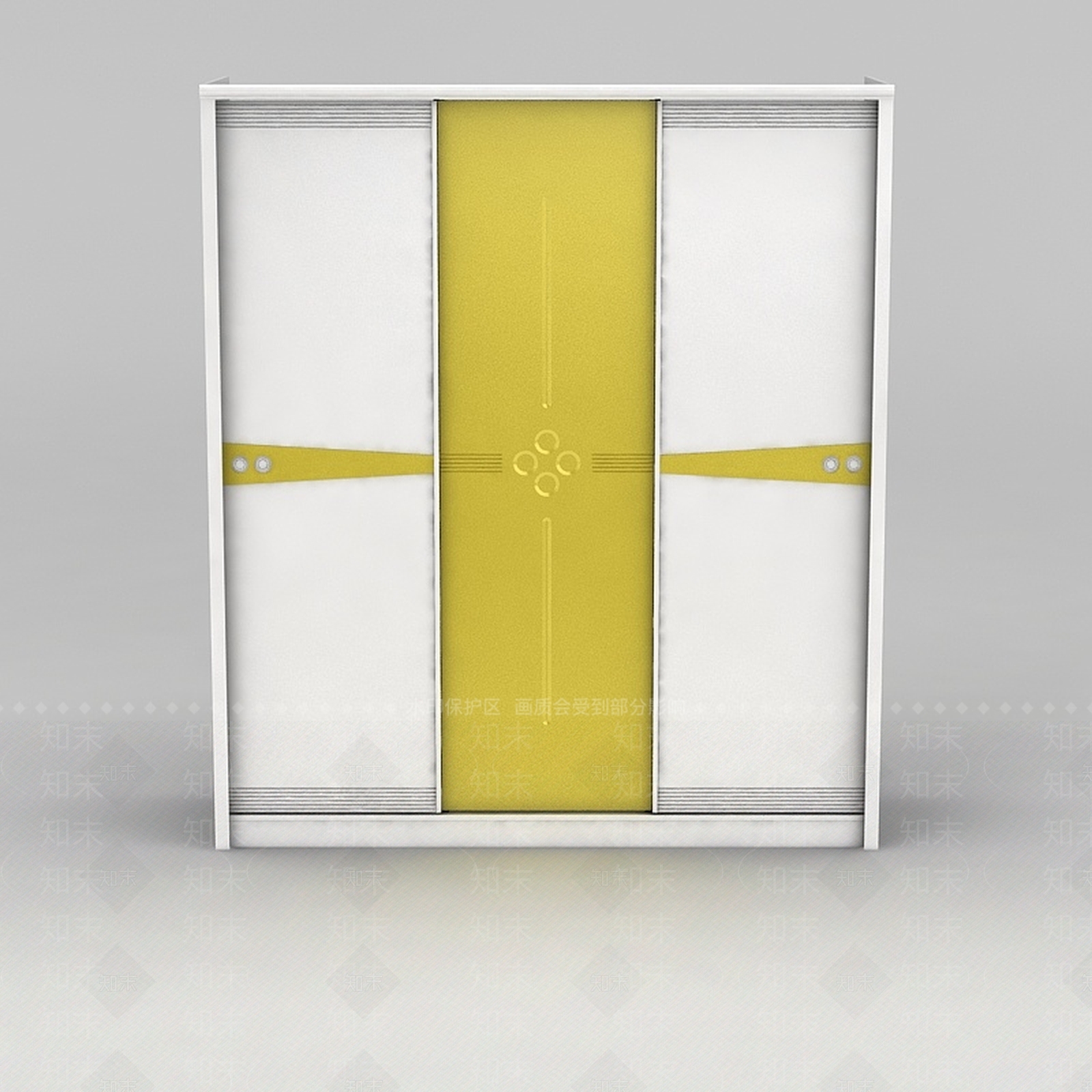 现代拼色推拉门衣柜衣橱3D模型下载【ID:1188548599】