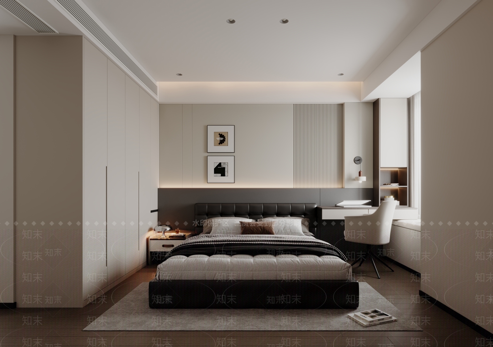 黑色软包双人床双人床3D模型下载【ID:1227257118】