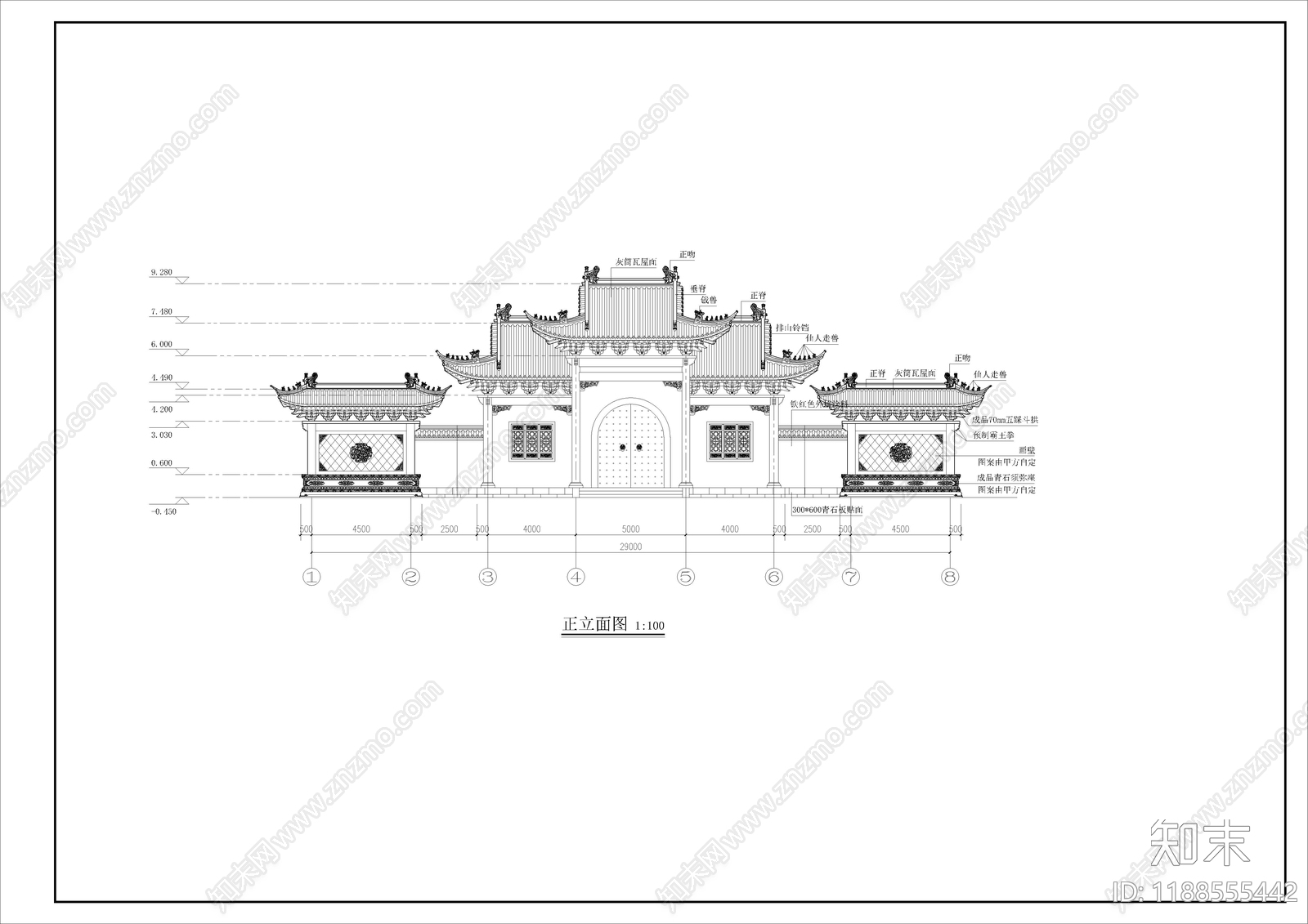 寺庙cad施工图下载【ID:1188555442】