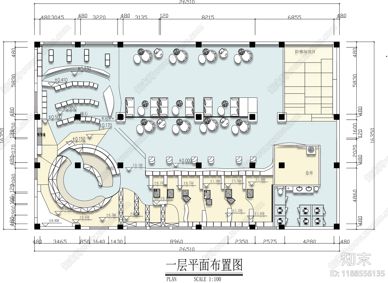 现代书店施工图下载【ID:1188556135】