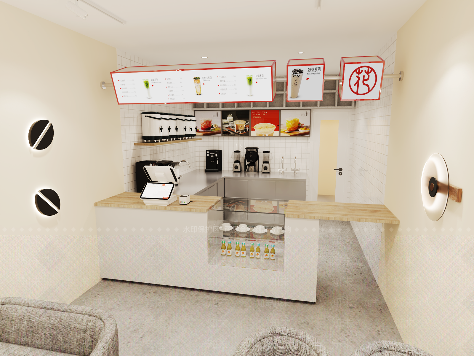 现代简约奶茶店3D模型下载【ID:1188556452】