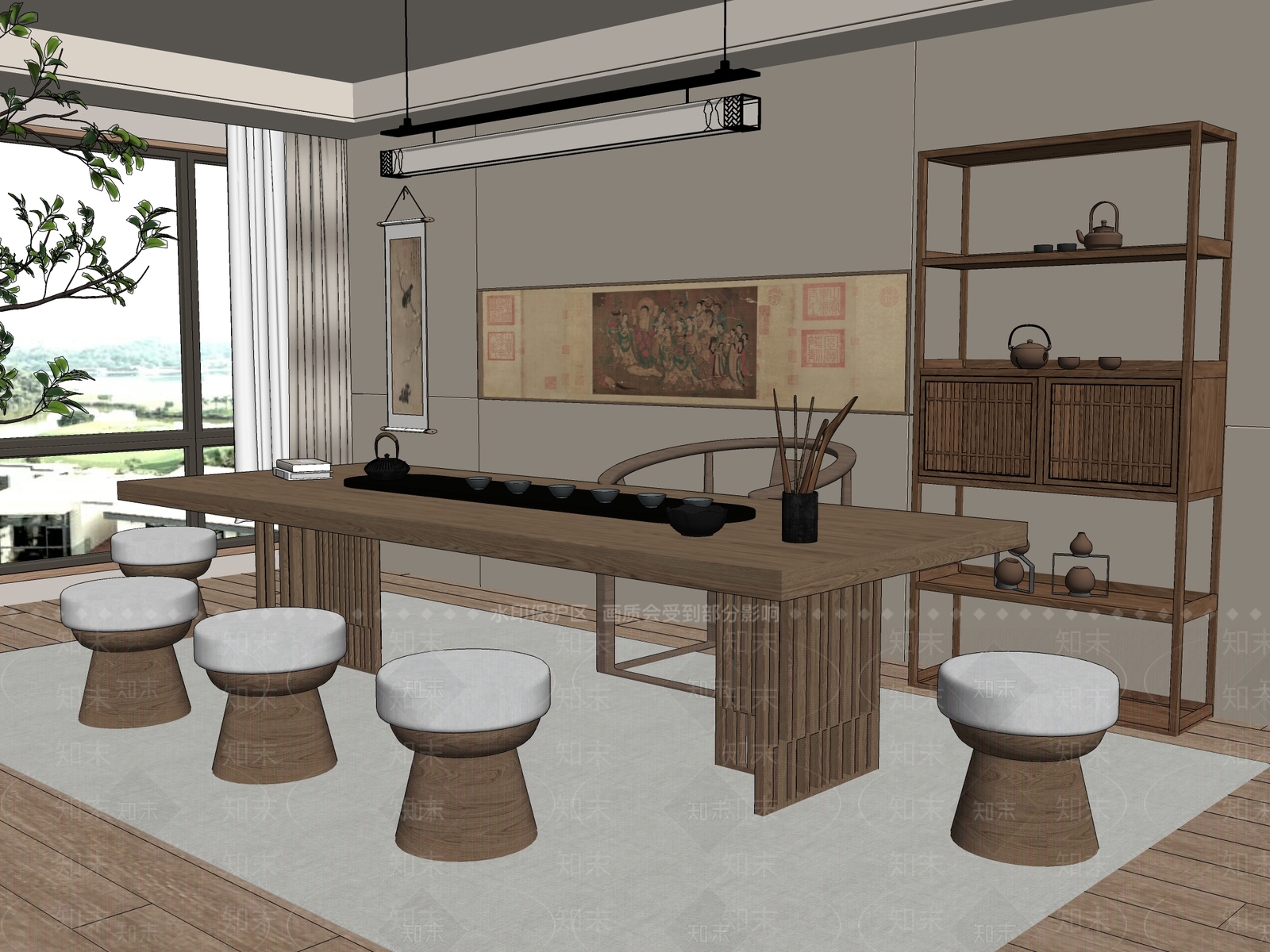 新中式中古茶桌椅SU模型下载【ID:1188556519】