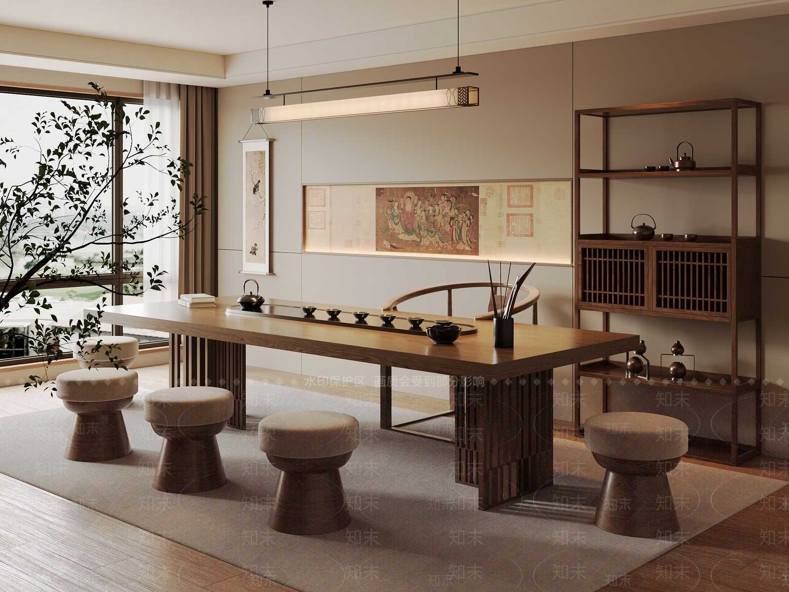 新中式中古茶桌椅SU模型下载【ID:1188556519】