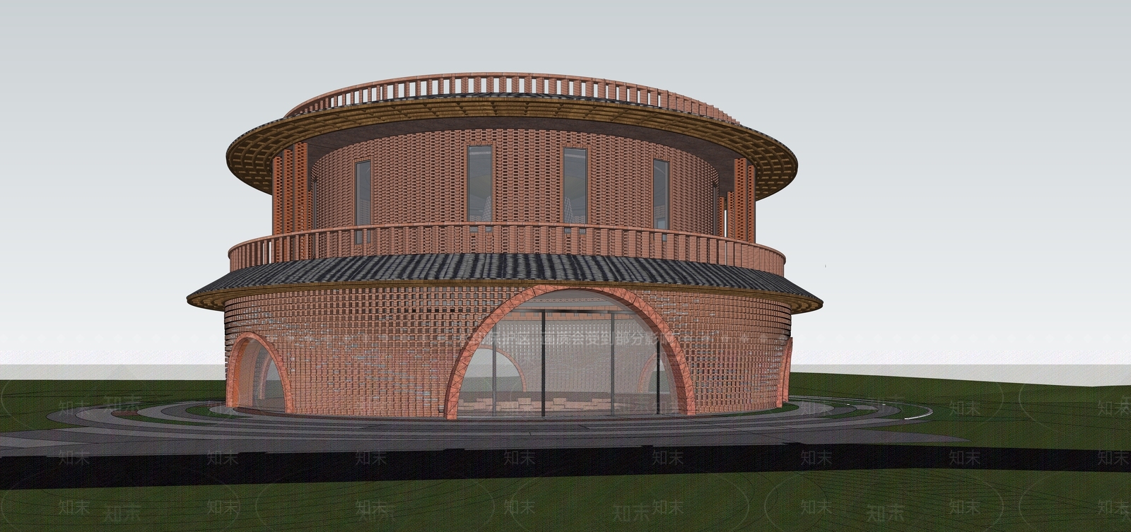 现代展览馆建筑SU模型下载【ID:1188559027】
