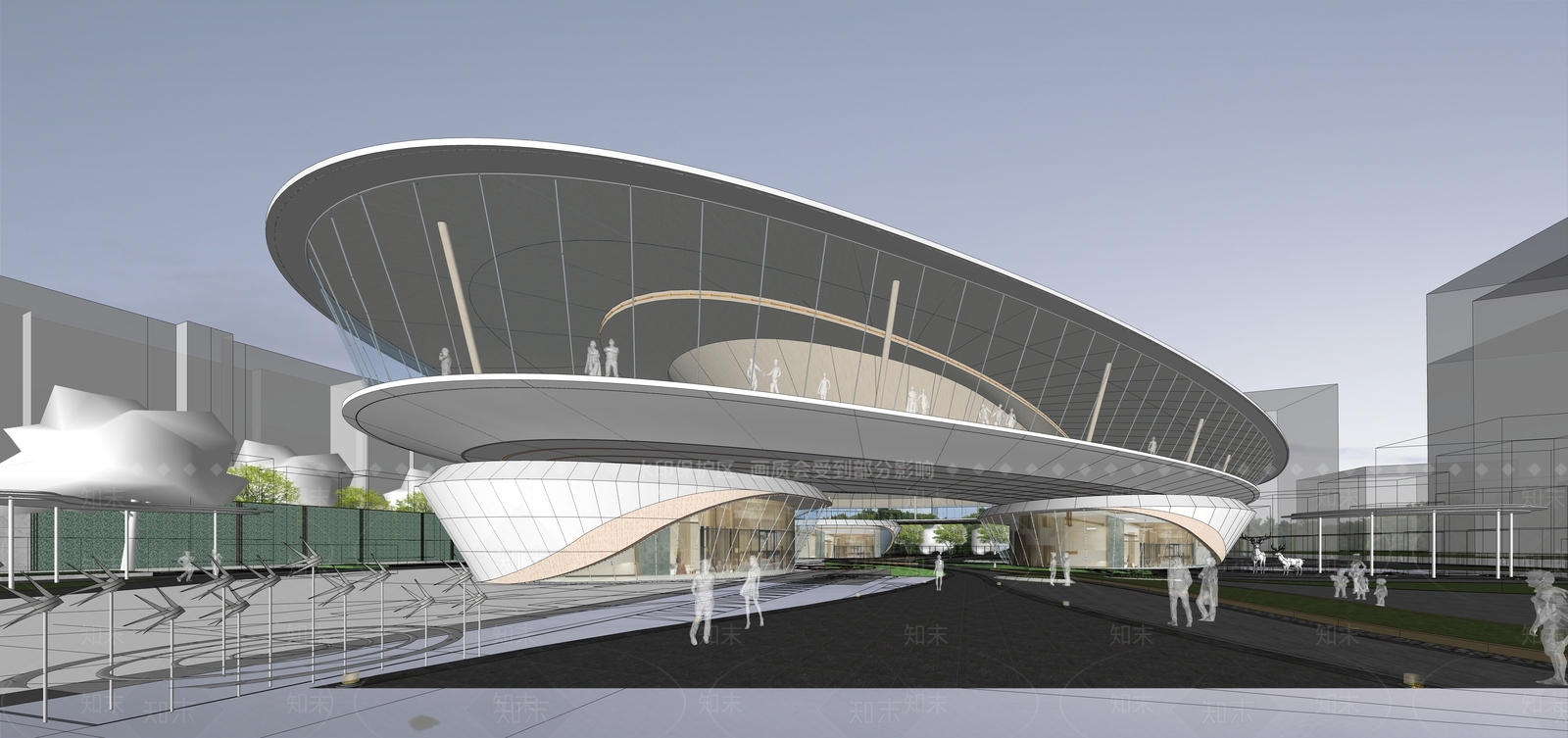 现代展览馆建筑SU模型下载【ID:1188559143】