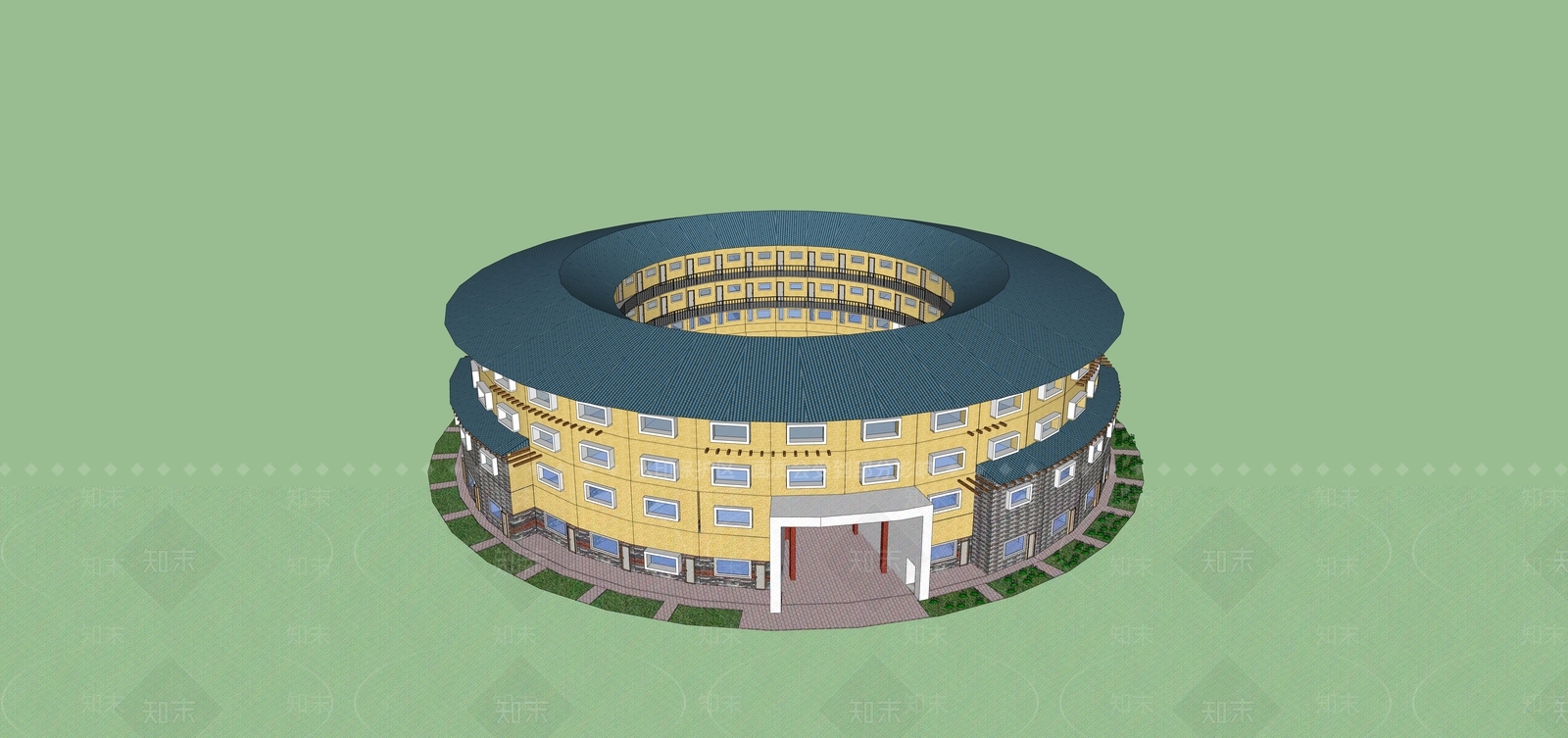 新中式乡村民房SU模型下载【ID:1188559195】