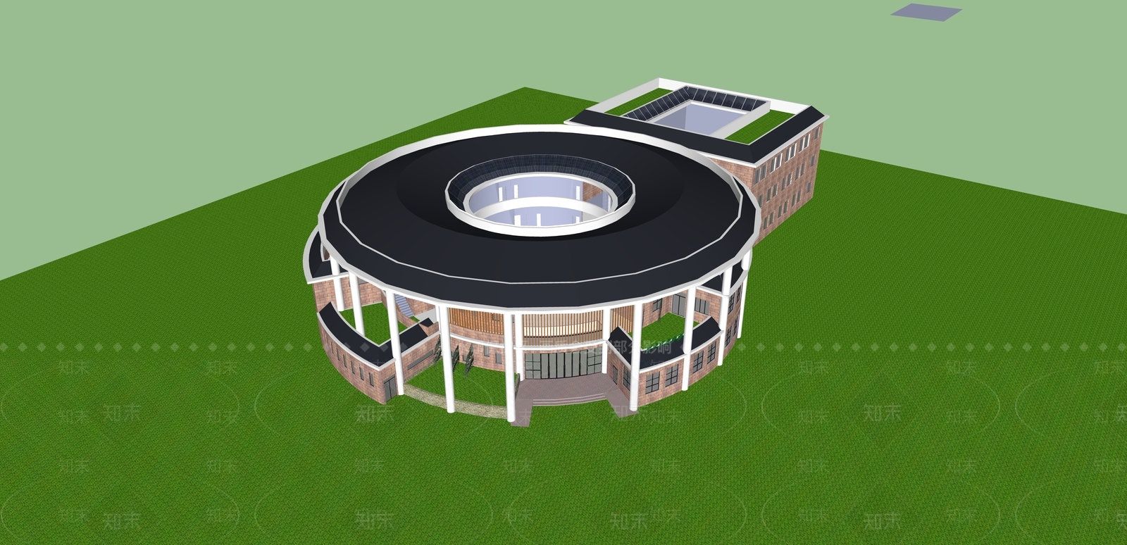 现代展览馆建筑SU模型下载【ID:1188559187】