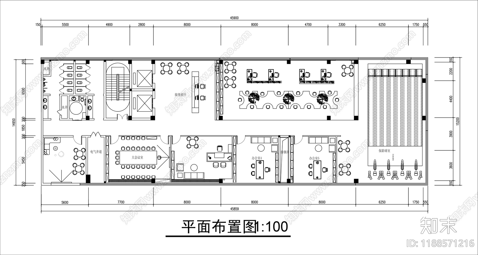 现代整体办公空间cad施工图下载【ID:1188571216】