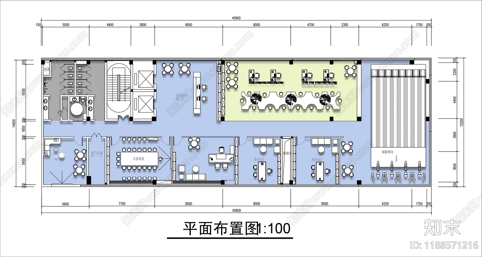 现代整体办公空间cad施工图下载【ID:1188571216】