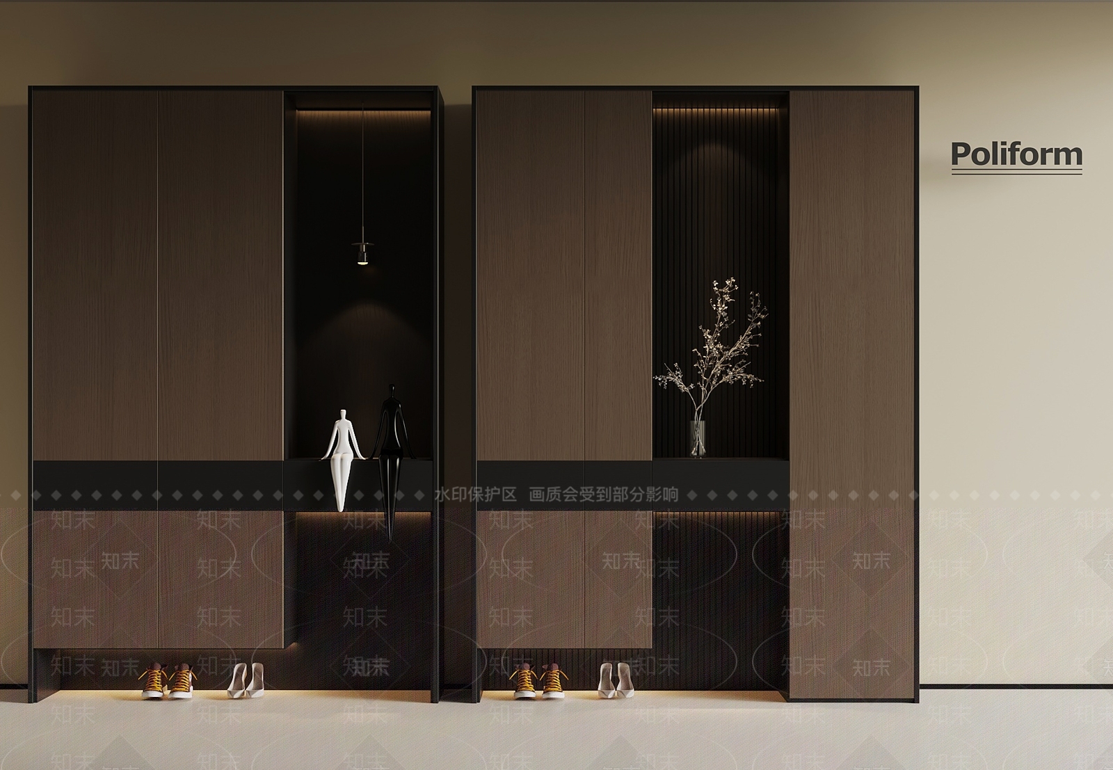 现代意式鞋柜3D模型下载【ID:1188571533】