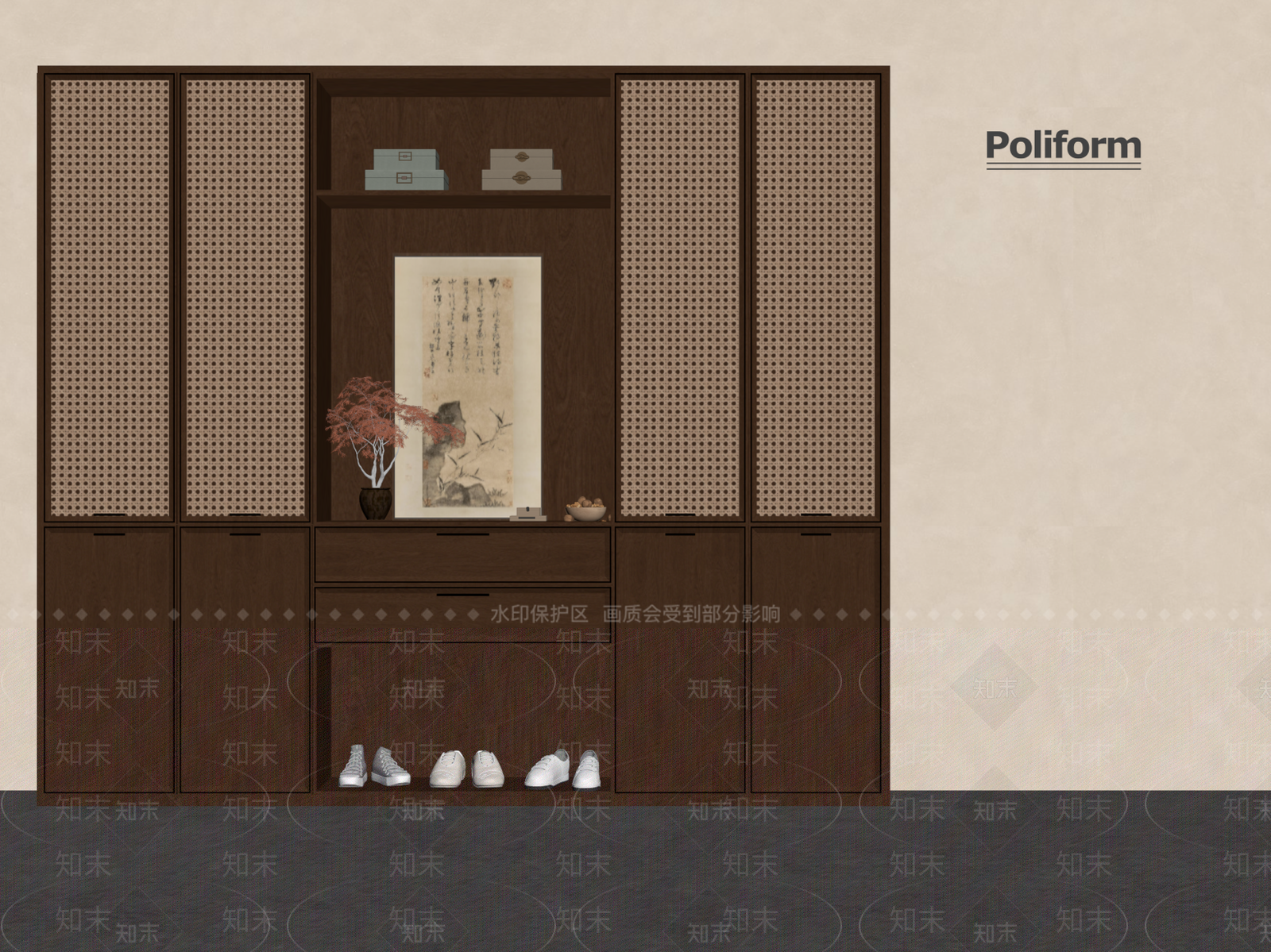 新中式鞋柜SU模型下载【ID:1188572905】