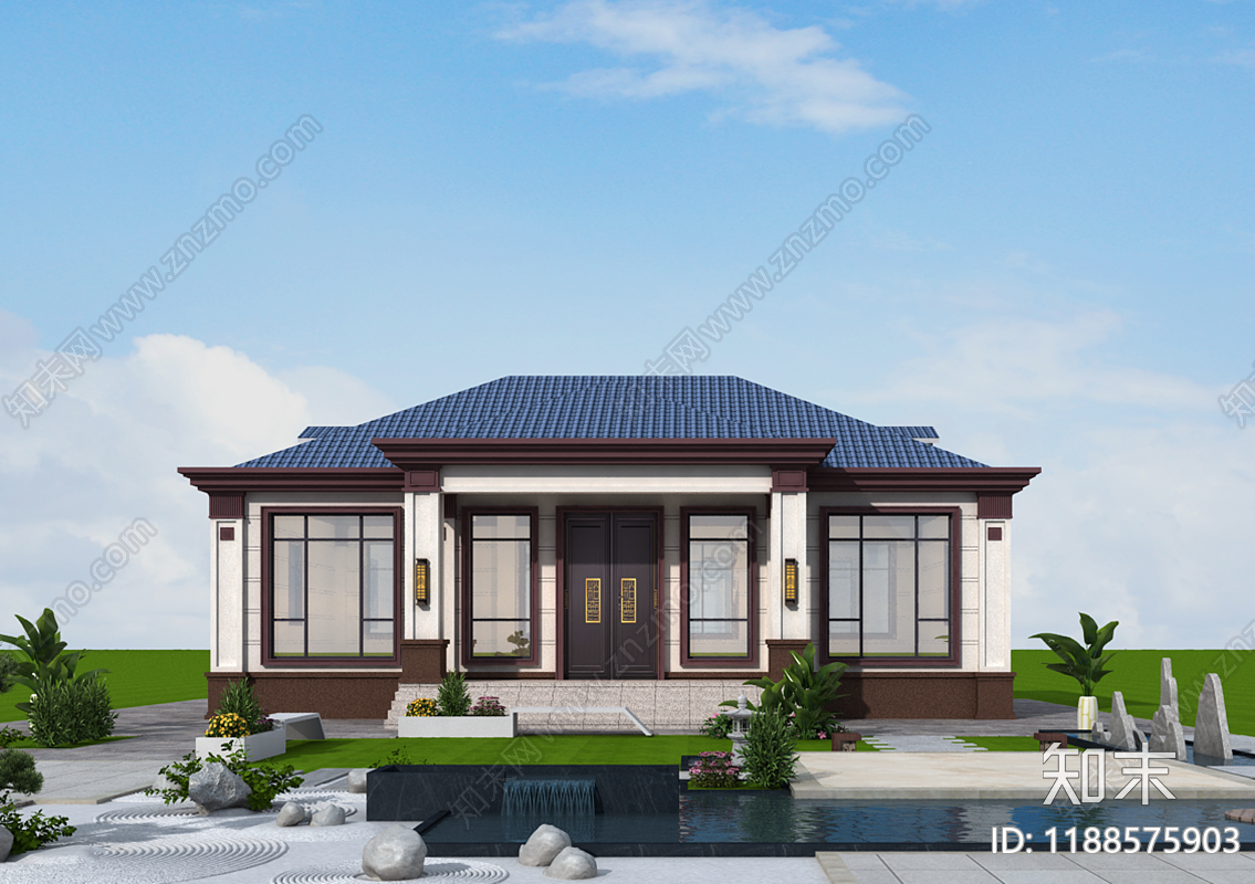 新中式别墅建筑施工图下载【ID:1188575903】