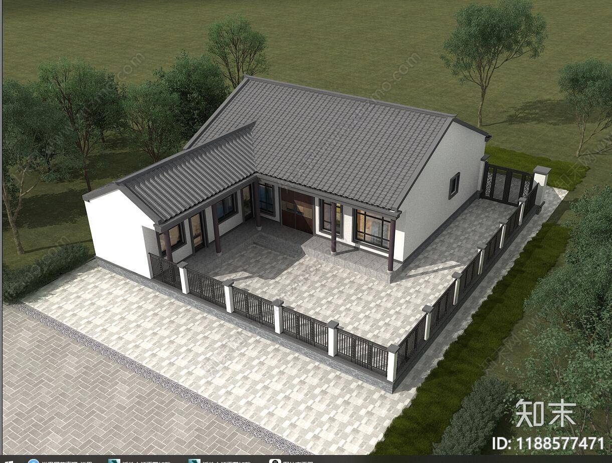 新中式中式别墅建筑施工图下载【ID:1188577471】