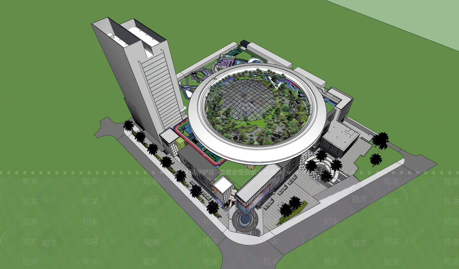 现代商场建筑SU模型下载【ID:1188578061】